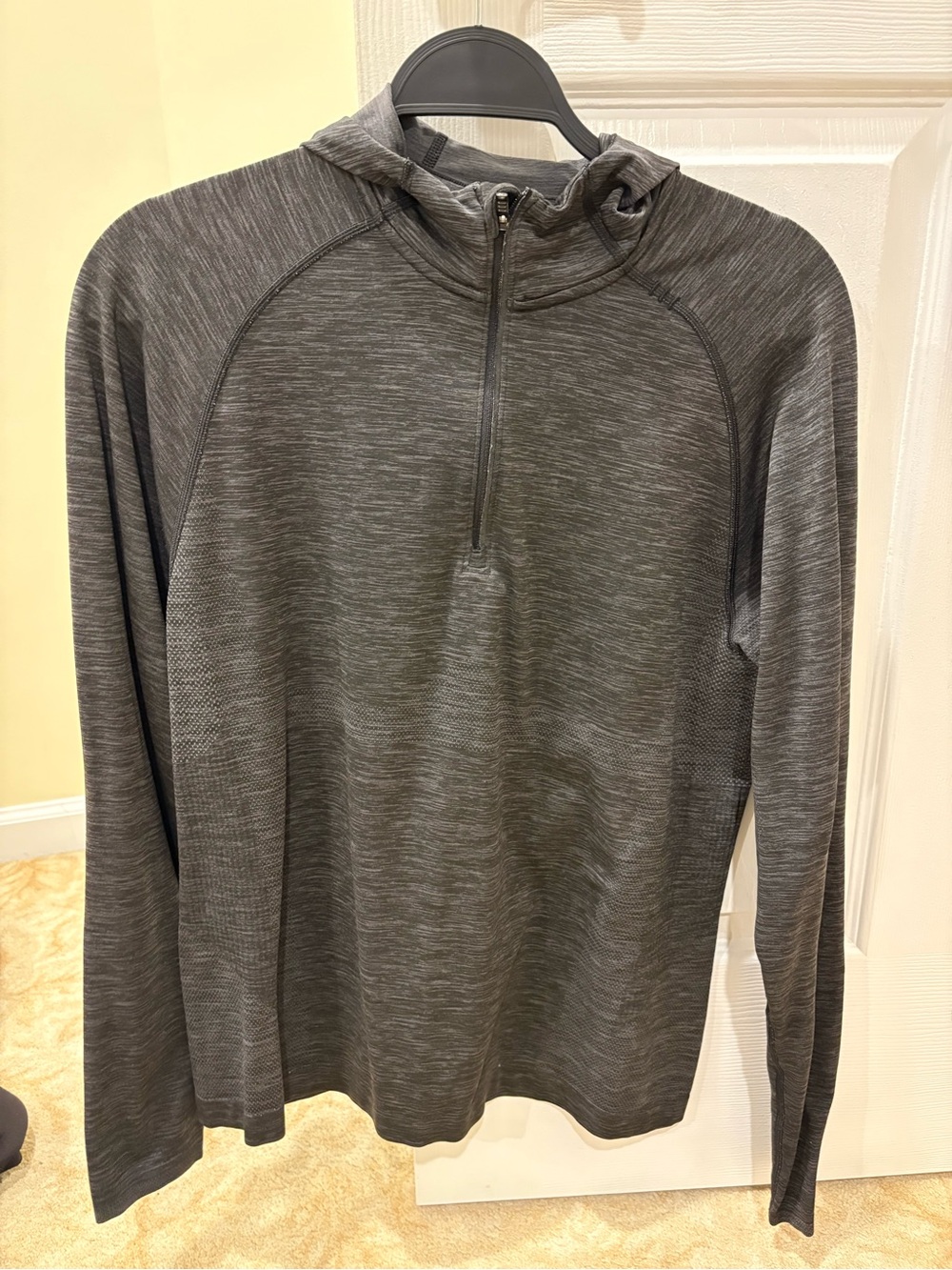Lululemon Heathered Gray Quarter-Zip Hooded Pullover